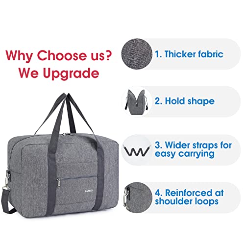For Spirit Airlines Personal Item Bag 18x14x8 Foldable Travel Duffel Bag Tote Carry on Luggage Duffle Overnight for Women and Men (Thick Series Grey (with Shoulder Strap)) - Thumbnail 5