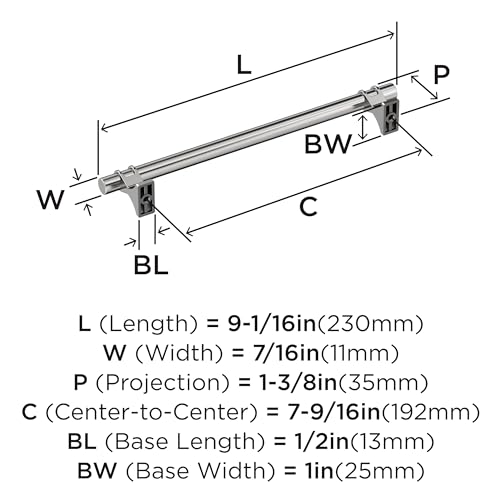 Image of Amerock Davenport 7-9 /16 inch (192mm) Center-to-Center Polished Chrome Cabinet Pull, BP3661826