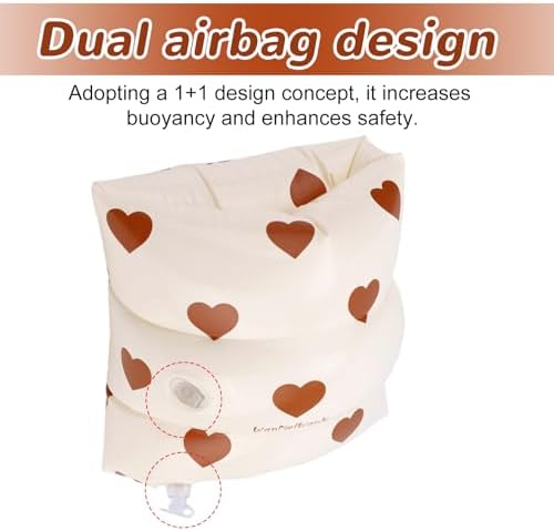 Gosknor 2pcs Arm Floaties for Adults, PVC Cute Water Wings Dual-Valves Inflatable Swimming Float with PVC Repair Sheets for People Weighing 35-175lbs/15.88-79.38kg (Retro Heart Style) - 3