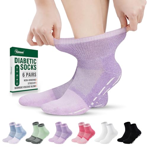 Bulinlulu Diabetic Socks with Grippers for Men Women...