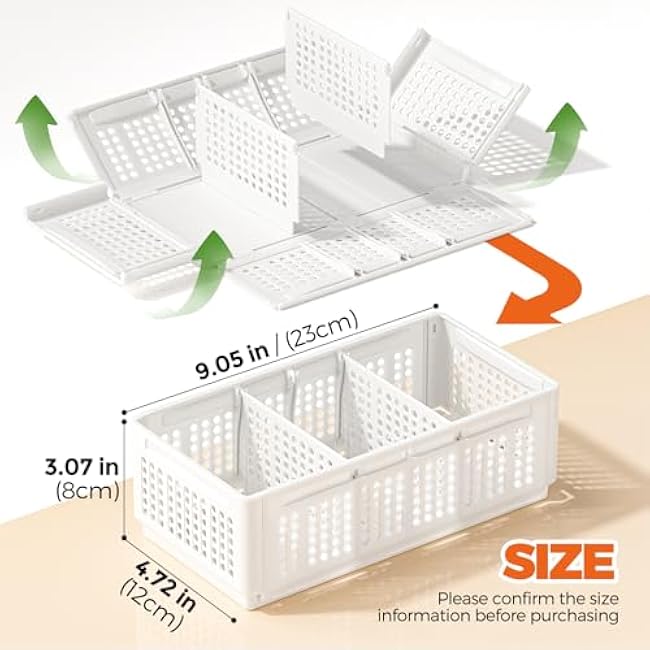 2PACK Pantry Organizers and Storage - Kitchen Storage Organization with 3 Compartments for Kitchen Cabinet, Pantry, Shelf, Drawer, Fridge, Bathroom, Medium Cabinet Organization, White