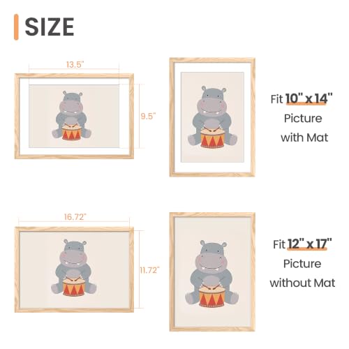 Image of upsimples 12x17 Picture Frame, Display Pictures 10x14 with Mat or 12x17 Without, Wall Hanging Photo Frame, Natural, 1 Pack