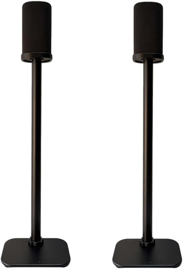 Floor Stand for Sony SA-RS8 Rear Surround Speakers | Aluminum Alloy Construction | Concealed Cable Management, Easy Installation, Modern Design (Square Base Black Pair)