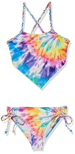 Hobie Girls' Tankini Top & Hipster Bottom Swimsuit Set, Multi//to Dye for, 8