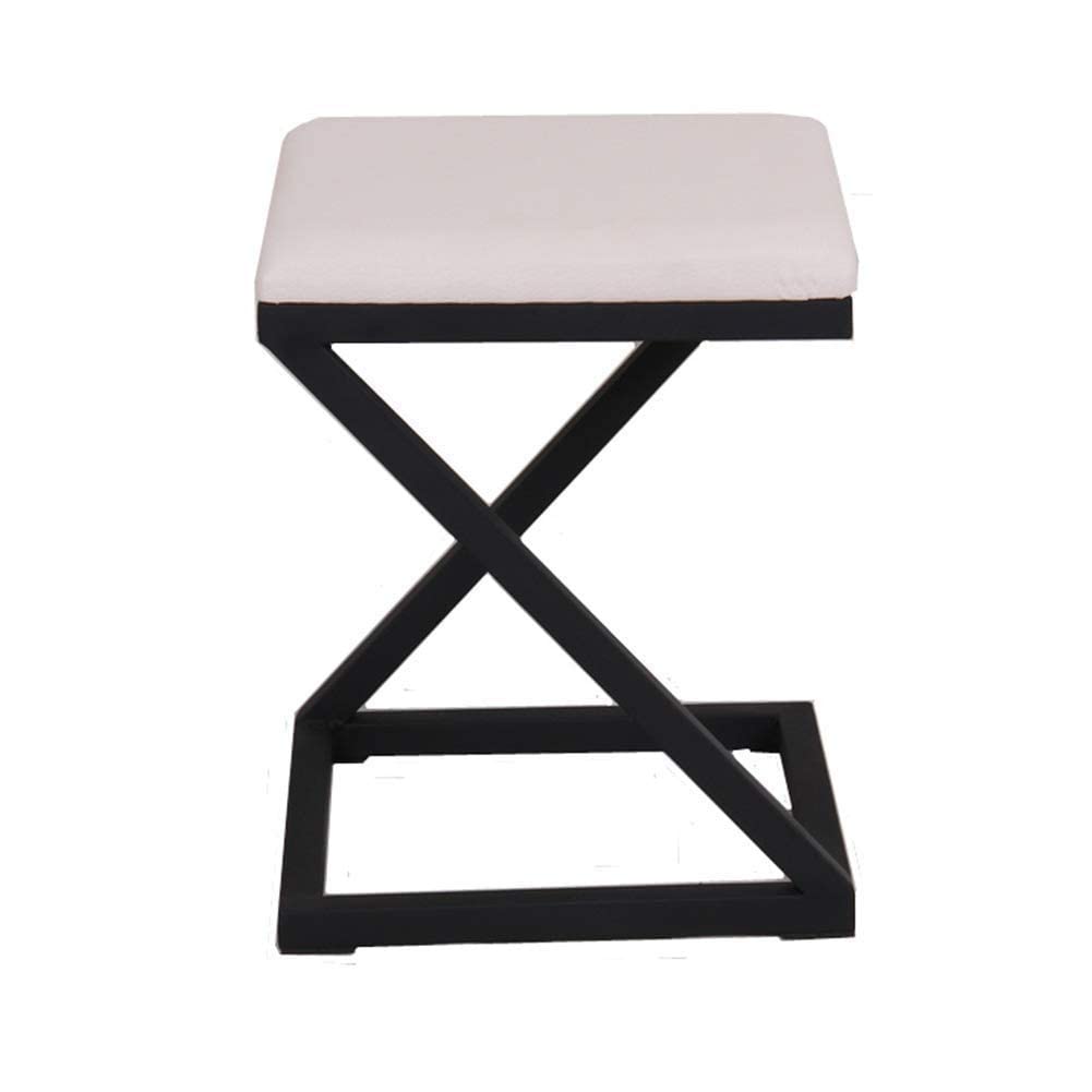 INDIAN DECOR 29600 Classic Stool Fashionable Creative PU Coffee Table Stool Metal Frame Small Stool Multifunction Bench Chair Sofa Stool（13.7x13.7x17.7 Inches） (Color : White Cushion)-image-49