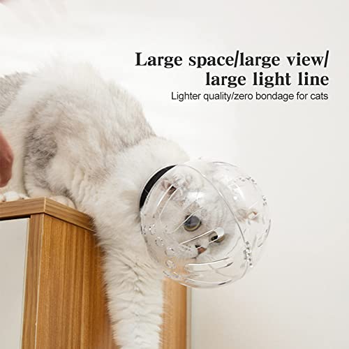 Image of Cat Muzzle with Breathable Hood, Transparent Anti-Bite Astronaut-Style Face Cat Mask Hood for Grooming & Bathing, Trimming Nails, Prevent from Small Dog Cats Biting and Chewing, for Neck 7.36-8.94''