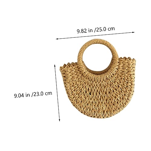 Bolso tote de paja tejido a mano para mujer, diseño de media luna, gran capacidad, para playa, fiestas y compras miniatura 2