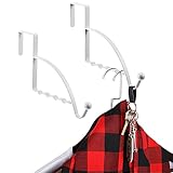 2 Pieces Over Door Hooks Single Over Door Hooks Valet Hooks Multi Hanging Storage Hanger for Clothes Coats Towels Hats Scarves Purses Keys and More (White)