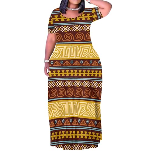 Image of PinkPatty Plus Size Maxi Dress for Women Summer Casual Short Sleeve Tshirt Dresses with Pockets (XL-6XL)