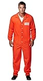 lckellong Orange Prisoner Jumpsuit Costume Unisex Adult Inmate Halloween Costume Jail Criminal Outfit-M