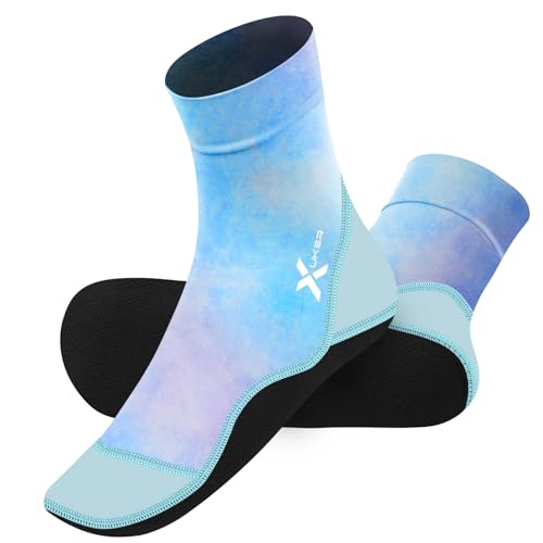 XUKER Water Socks Quick Dry Swim Dive Sand Proof Socks for Beach Volleyball Sand Soccer Blue L