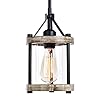 Farmhouse pendant light rustic white wood and metal cage hanging light fixtures with glass 43 inch adjustable for flat and slop ceiling pendant lighting for kitchen island foyer hallway  urban country home decor