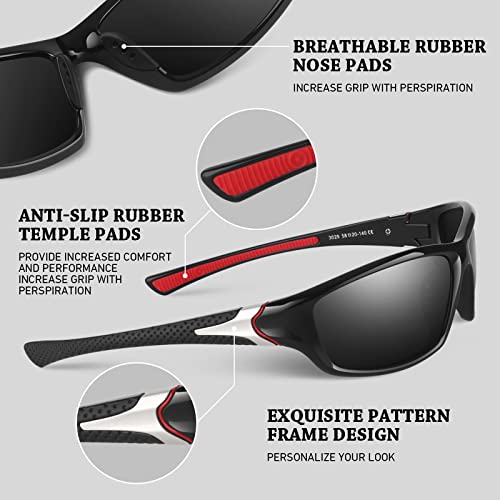 Image of WEAROYO Polarized Sports Sunglasses for Men Women,Fishing Driving Rectangular Goggles UV400 Protection