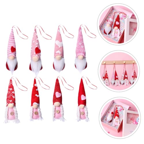 Gnome Saint Valentin ensemble de 8 suspensions en peluche avec cordon de fixation - 4