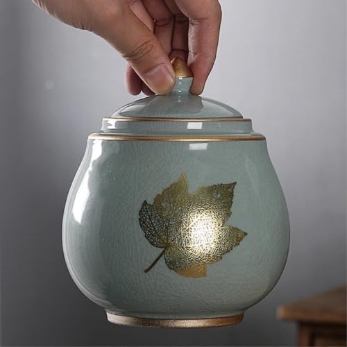 Słoik imbirowy, dekoracyjny, starożytna chińska porcelana, ceramiczny słoik na świątynię z zamkniętymi pokrywkami, do domu, kuchni, jadalni, słoik do przechowywania (rozmiar: 12 x 14 cm, kolor: A)