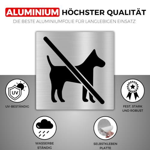 LEIASA | Selbstklebendes Hunde Verboten Schild - 10x10 cm - 0,8 mm Dicke - Aluminium - Kein Hund Schild - Verbotsschild Haustiere - Türschild Tiere Nicht Erlaubt (Hundeverbot Schild)