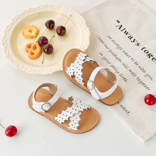 Image of Flaryzone Girls Sandals Open Toe Summer Flats Dress Sandals Shoes Toddler /Little Kid
