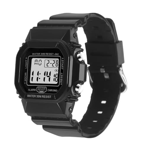 IBSO Women Digital Watch Sport Resistant Outdoor Waterproof Electronic Watch with Alarm, Stopwatch, Luminous Night Light Men Military (662 Black)