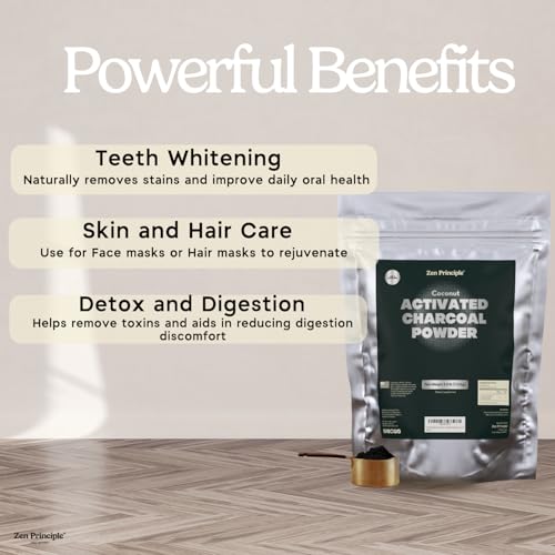 Image of Zen Principle Coconut Activated Charcoal Powder. Whitens Teeth, Rejuvenates Skin and Hair, Supports Better Digestion. USA-Owned Producers, 2.5 lb