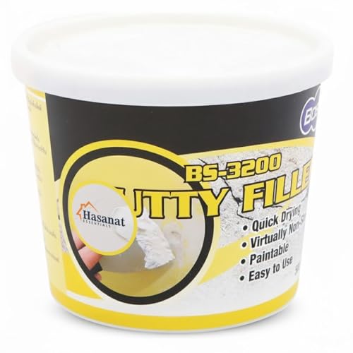 Hasanat Essentials Bossil All-Purpose Putty Quick Drying Wall Filler for Drywall Interior & Exterior Surfaces Paintable & Non-Shrinking 500g (Putty Filler White)