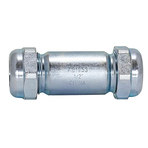 Image of Eastman 3-7 /8 Inch Long Pattern Compression Coupling, 1 /2 Inch IPS, Galvanized Steel, 20562