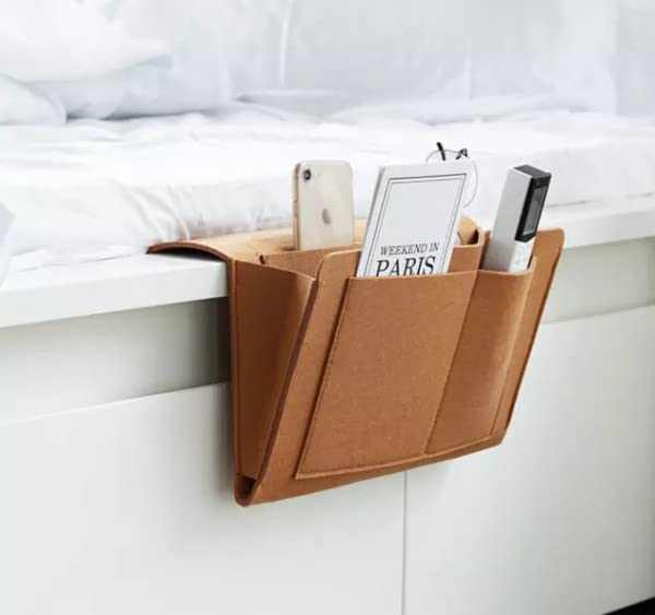 EKANTIK Bedside Storage Organizer | Remote Holder | iPad Holder | Cabinet Hanging Warehouse | Small Things Carrier | Bed Caddy | Magazine Rack | 5 Pockets (Multi-color) - Image 4