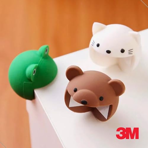 Kit 02 Protetor de Quina de Canto em Silicone Segurança Criança e Bebês c/Adesivo (GATINHO - BRANCO)