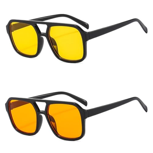 Image of Retro 70s Square Aviator Sunglasses Women Men Vintage Rectangle Sunglasses Flat Frame Trendy Shades