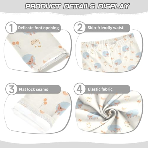 Light Blue Sheep Girls Leggings,Workout Leggings for Girls Toddler Athletic Legging Size for 3-10T3