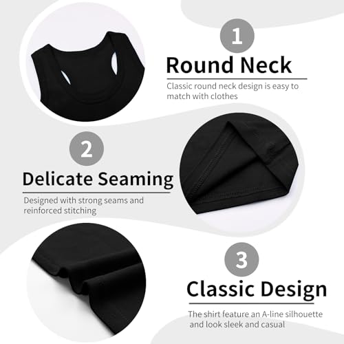 Image of Phedrew 6 Pcs Kids Soft Undershirt Tank Tops Cotton Undershirt Sleeveless Shirts for Girls Boys Unisex