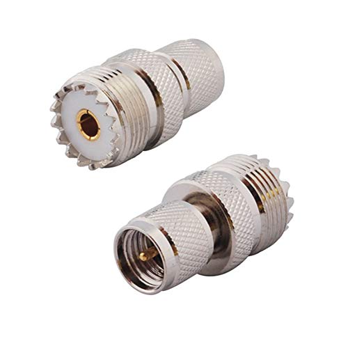 DHT Electronics RF coaxial Adapter Mini-UHF Male to UHF SO239 PL259 Connector Pack of 2