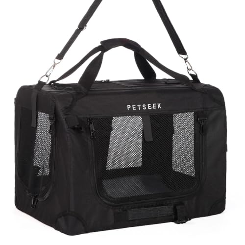 Image of Large Cat Carrier, Portable Soft Sided Road Car Carrier, for Small Dog or Big Cats, 20 inchx13 inchx13 inch Outside Folding Comfortable Design, Black