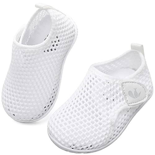 JIASUQI Baby Boys Athletic Sneakers Barefoot Water Shoes for Beach Swim Pool Mesh White 6-12 Months