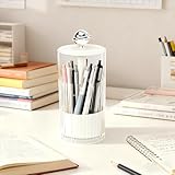 Kosmetik Organizer mit Deckel, 4 Fächern Kristall Makeup Pinsel Halter für Eyeliners Lippenstift Wimperntusche, Schminkaufbewahrung für Badezimmer Schlafzimmer Waschtische Büro Schreibtisch Weiß