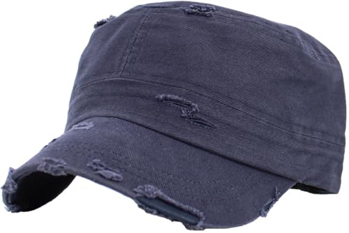 Image of Vintage Distressed Cadet Army Cap Basic Everyday Military Style Hat