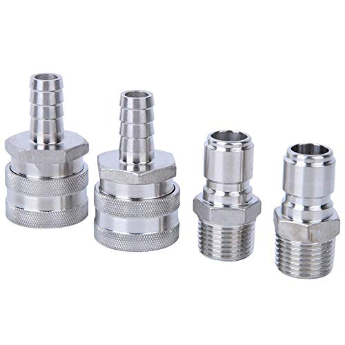 4pcs G1/2in Male Thread,Stainless Steel Quick Disconnect Set Beer Brewing Connector Kit, Home Brew Brewing Fitting Connector