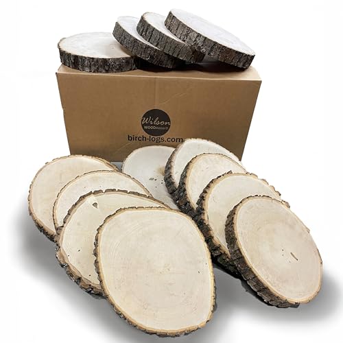 Wilson Dcor Large Wood Slices Thick Round Imperfect Extra Value Pack 14pk (9-11 inches x 1 5/8 inches Thick) for Wedding Table Rustic Centerpiece Dcor