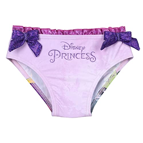 Costume da Bagno a Mutandina delle Principesse Disney per Bambina - Rosa - 18 Mesi - Tessuto ad Asciugatura Rapida - Culotte con Fiocchetti Viola - Prodotto Originale Ideato in Spagna