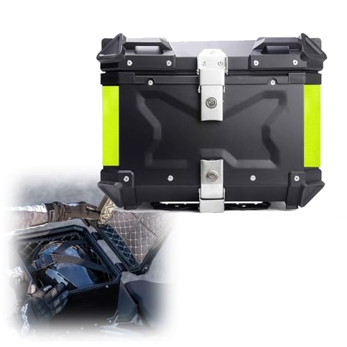 ITETONE Baúl Superior de Aluminio para Motocicleta con Cerradura de Seguridad, Caja Trasera Gruesa Impermeable baúl Equipaje Caja Superior Casco Caja 28L 36L 45L 55L 65L 80L 100L (Negro, 65L)