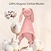 Little Rawr Organic Cotton Muslin Bunny Loveys for Babies Baby Security Blanket Baby Snuggle Toy Newborn Essentials Must Haves(Rabbit-Pink)