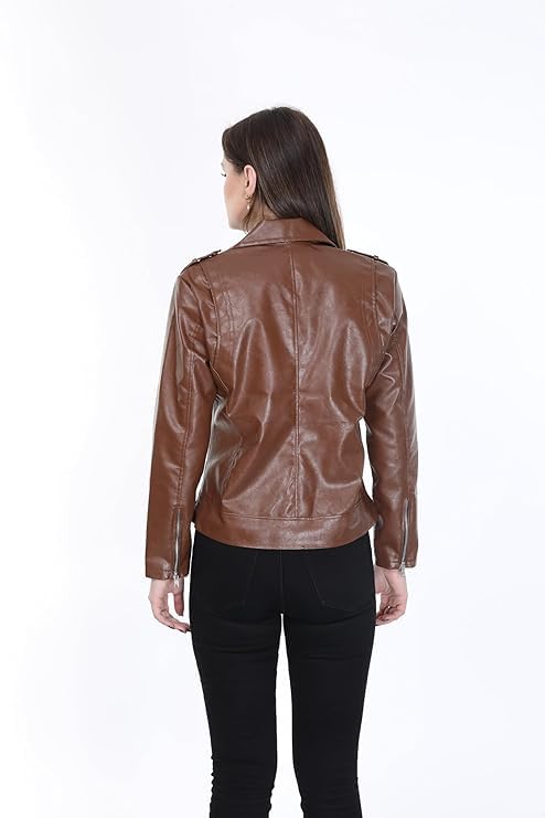 Image of Women Leather Jacket Solid and Riding Biker trending Jacket