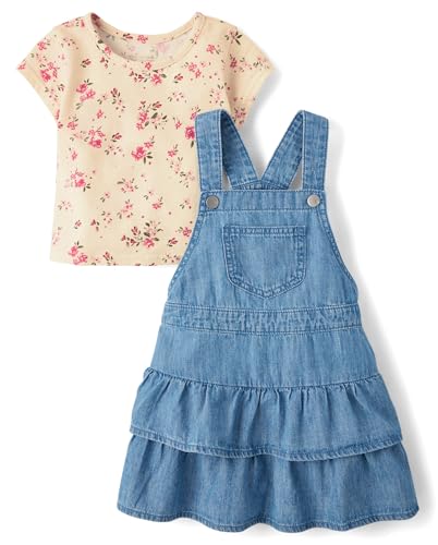 The Children's Place,Baby Girls,and Toddler Long Sleeve Top and Skirtall Dress Set,Peak Wash,5 Years,