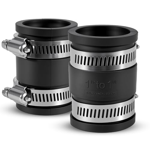 DLYYPLUS 2 Pcs 1 IN Flexible PVC Pipe Coupling with Stainless Steel Clamps Fit 1 IN Nominal Pipes, Couplers for Plastic and Copper Pipe Plumbing Connections, Drain Repair, Dust Hose