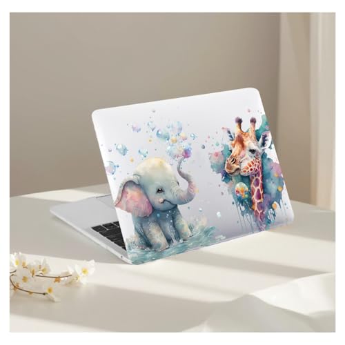 Funda para MacBook Air 15 M4 A3114 M3 M2 de plástico rígido con diseño de elefante y jirafa
