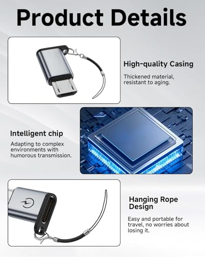 USB C auf Micro USB Adapter 3-Pack, Usb c Buchse Micro Usb, Adapter Usbc auf Micro USB für Kopfhörer externe Festplatten, Tastaturen oder M