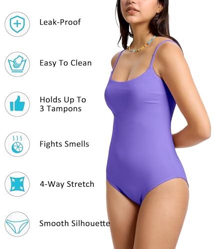 Image of Beautikini Period Swimwear One Piece Leakproof Swimsuit Menstrual Tummy Control Bathing Suit for Teens Girls and Women