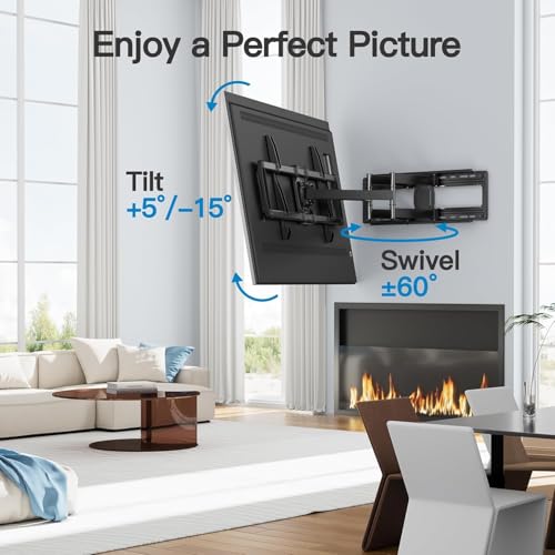 PERLESMITH Full Motion TV Wall Mount for 42”-97” TVs up to 165lbs, TV Mount Bracket with Dual Articulating Arms Swivel Tilt Extension, Max VESA 800x400mm, Fits 16”18” to 24" Studs, PSXFK1 by PERLESMITH - Image 5