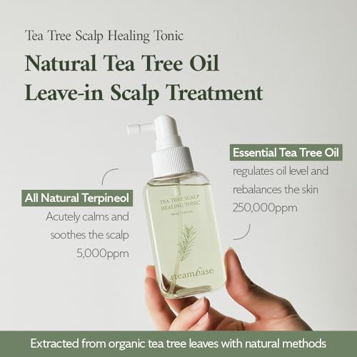 STEAMBASE Tea Tree Scalp Healing Tonic | Relieve Dry, Itchy, and Oily Skin | Hydrating and Nourishing Serum Oil Moisturizer for Calming Scalp | Korean Hair Care Products, 3.38 fl oz