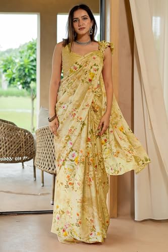 Image of MIRCHI FASHION Saree for Woman Chiffon Floral Printed | Lightweight All-Day Comfortable Women's Sari with Unstitched Blouse Piece (Available in 30 Colors)