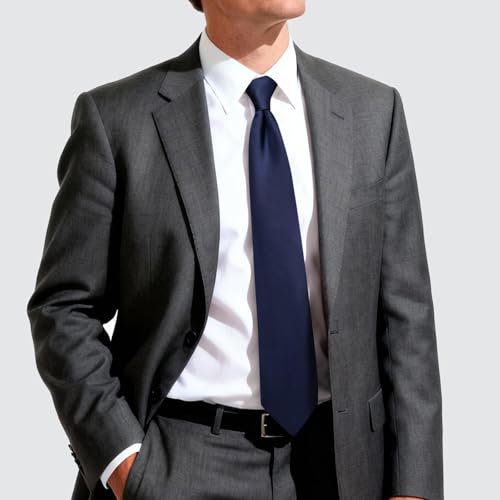 Image of Hi-Tie Men's Extra Long Solid Satin Tie Set 63 Inch /70 Inch Formal Necktie